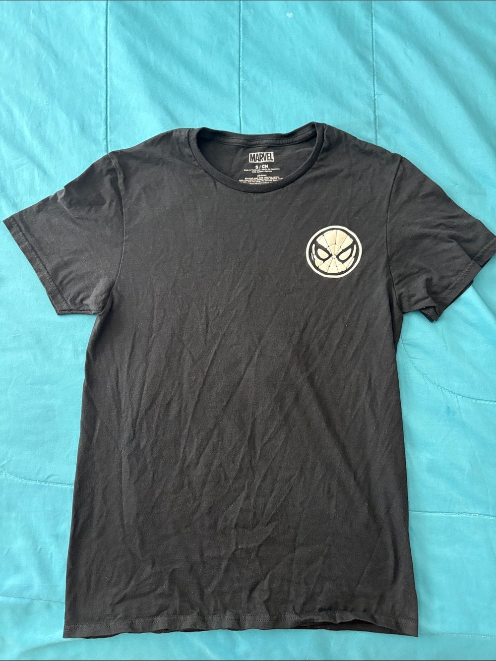 Marvel Men’s Black Spider man Emblem Short Sleeve Tee